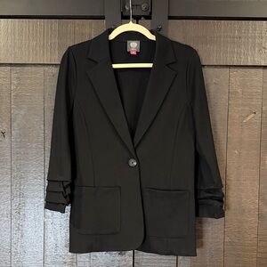 Vince Camuto Black Blazer with Ruched Sleeves